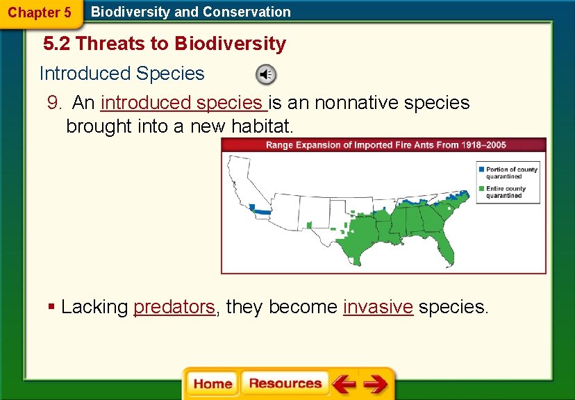 Chapter 5 Biodiversity and Conservation 5. 2 Threats to Biodiversity Introduced Species 9. An