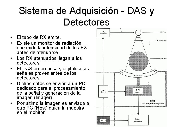 Sistema de Adquisición - DAS y Detectores • El tubo de RX emite. •