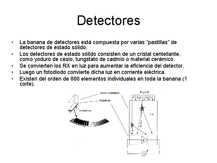 Detectores • • • La banana de detectores está compuesta por varias “pastillas” de