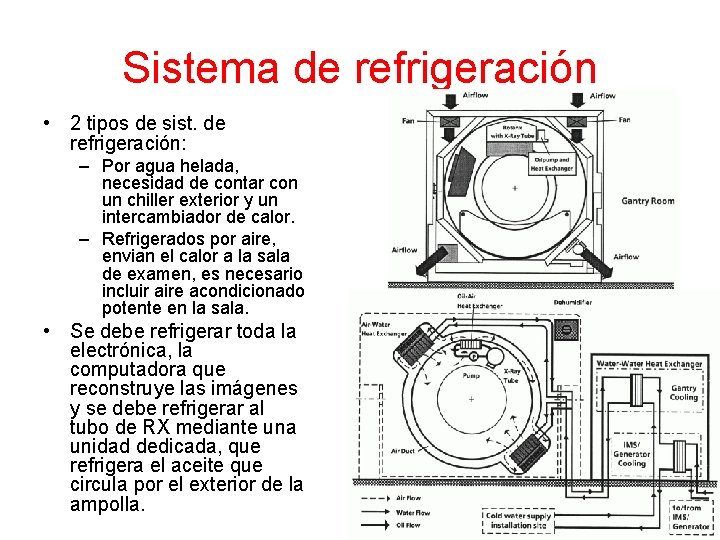Sistema de refrigeración • 2 tipos de sist. de refrigeración: – Por agua helada,