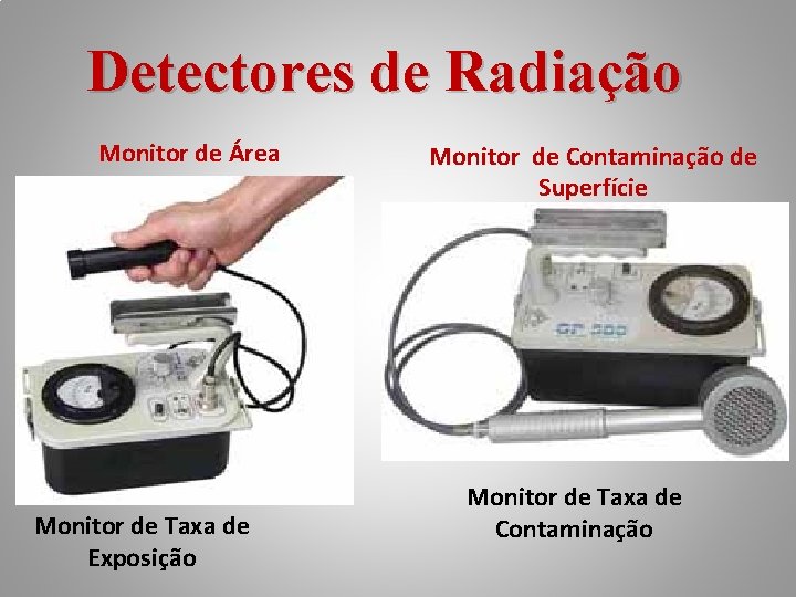 Detectores de Radiação Monitor de Área Monitor de Taxa de Exposição Monitor de Contaminação