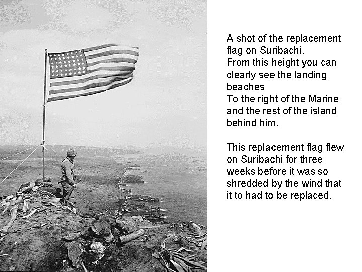 2 nd flag with view of beach A shot of the replacement flag on