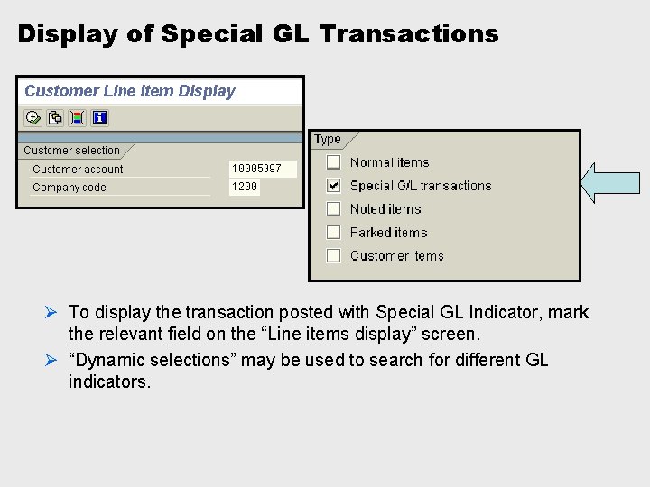 Display of Special GL Transactions Ø To display the transaction posted with Special GL