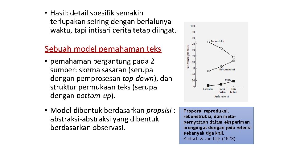  • Hasil: detail spesifik semakin terlupakan seiring dengan berlalunya waktu, tapi intisari cerita