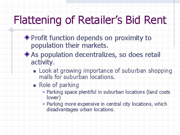 Flattening of Retailer’s Bid Rent Profit function depends on proximity to population their markets.