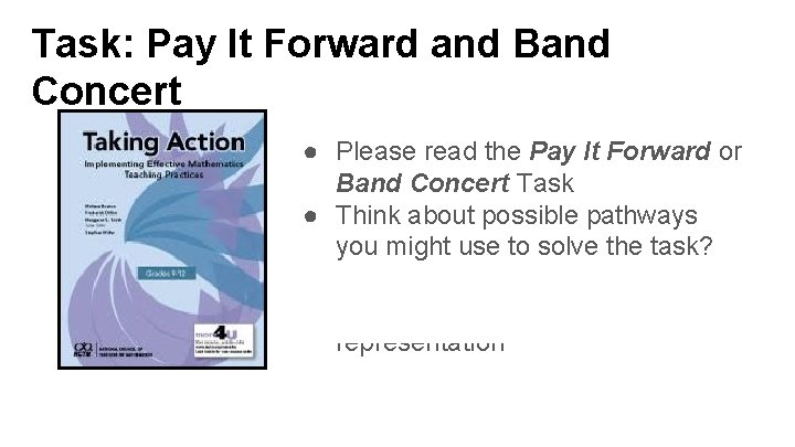 Task: Pay It Forward and Band Concert ● Please read the Pay It Forward