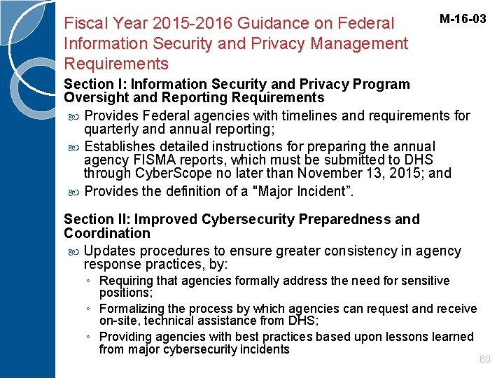 Fiscal Year 2015 -2016 Guidance on Federal Information Security and Privacy Management Requirements M-16