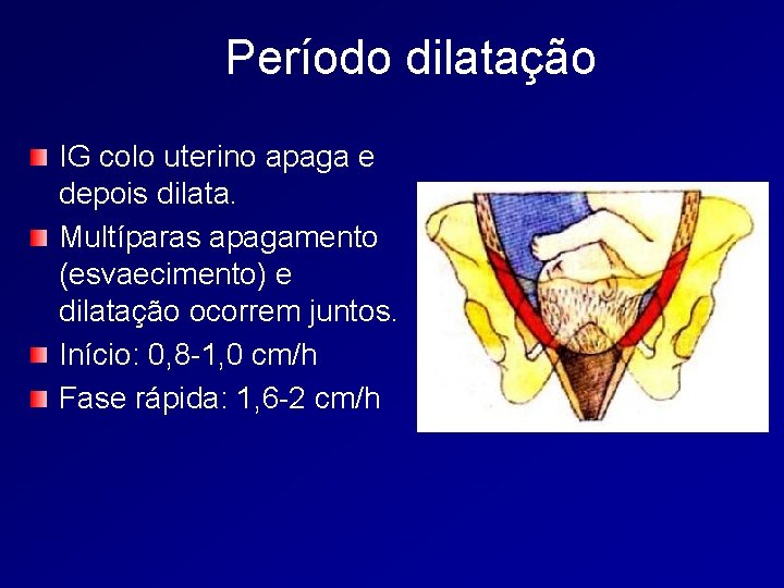 Período dilatação IG colo uterino apaga e depois dilata. Multíparas apagamento (esvaecimento) e dilatação