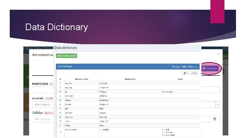 Data Dictionary 
