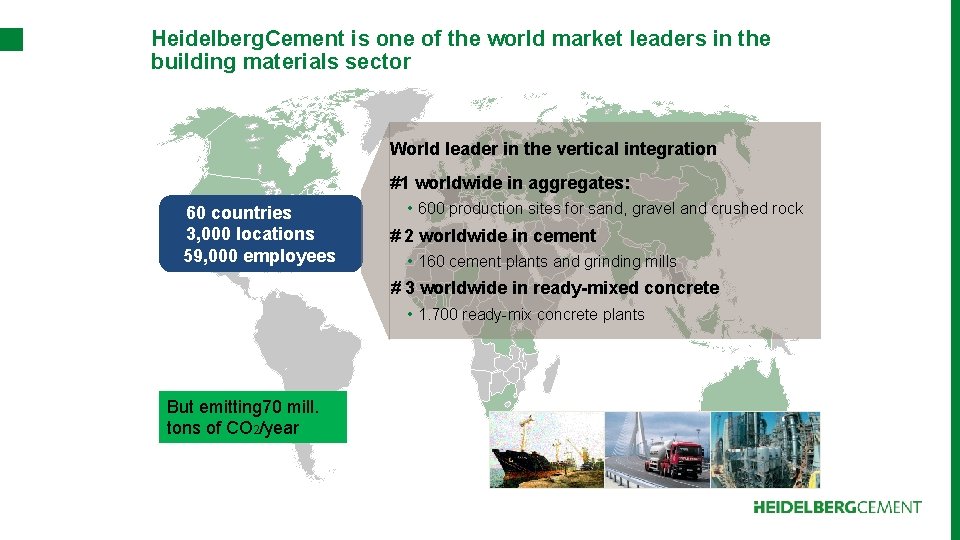 Heidelberg. Cement is one of the world market leaders in the building materials sector