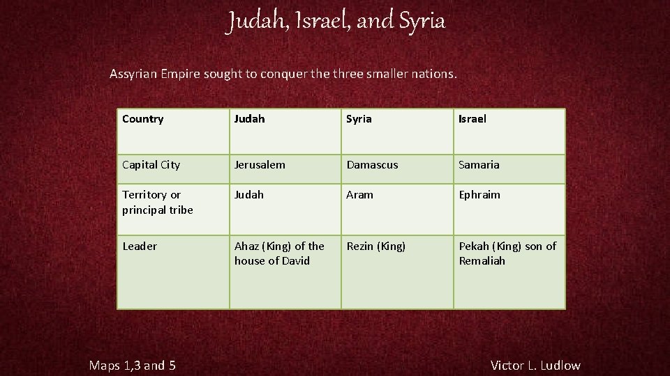  Judah, Israel, and Syria Assyrian Empire sought to conquer the three smaller nations.