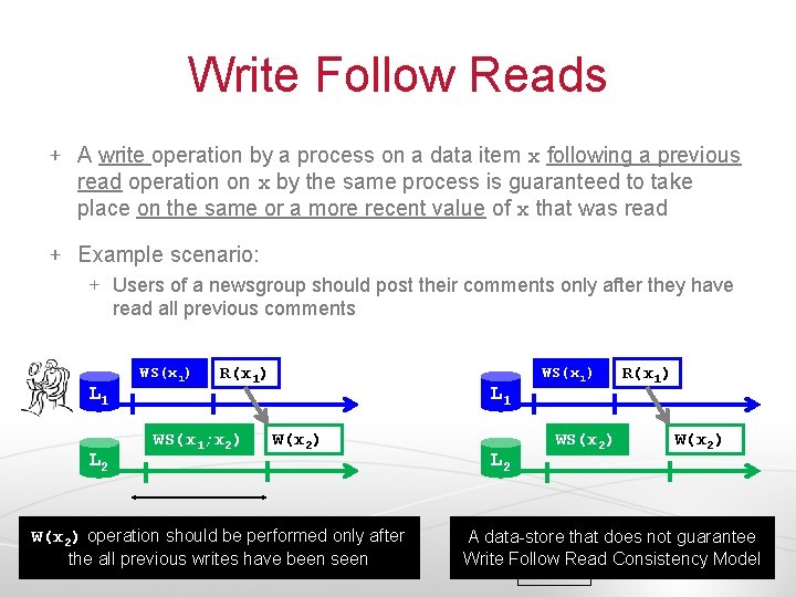 Write Follow Reads A write operation by a process on a data item x Write Follow Reads A write operation by a process on a data item x