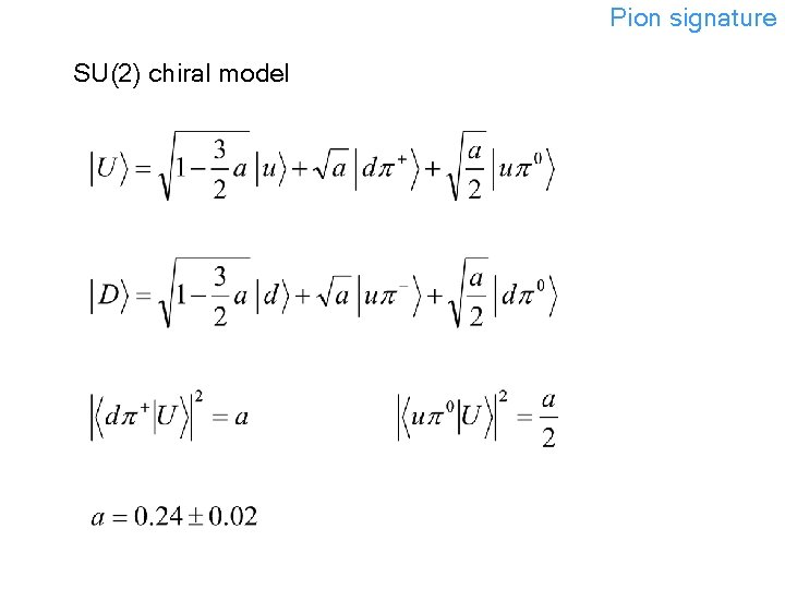 Pion signature SU(2) chiral model 