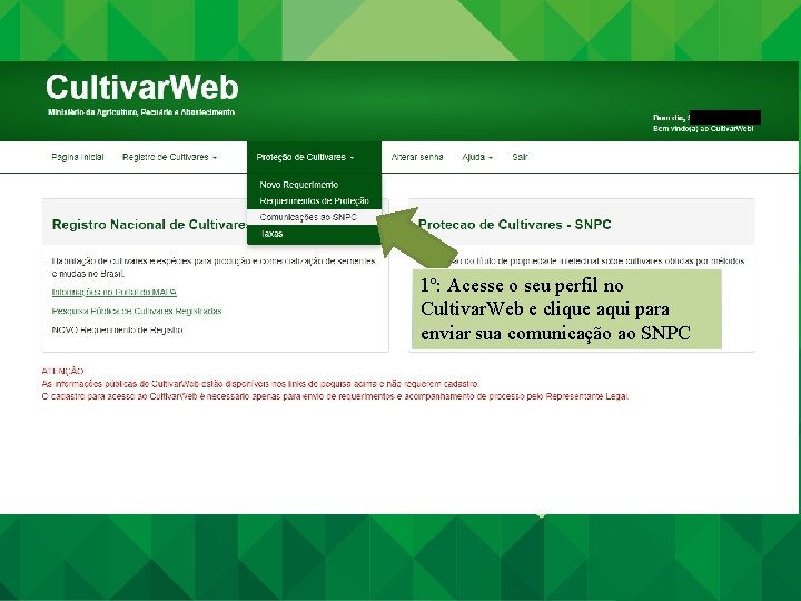 1º: Acesse o seu perfil no Cultivar. Web e clique aqui para enviar sua