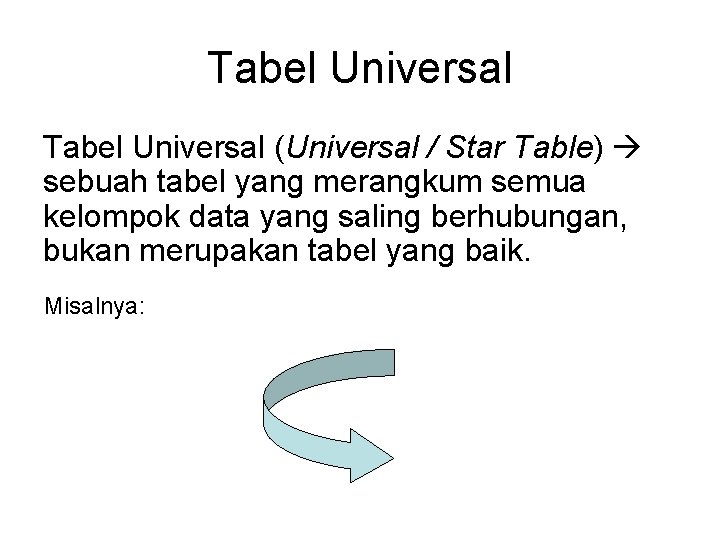 Tabel Universal (Universal / Star Table) sebuah tabel yang merangkum semua kelompok data yang