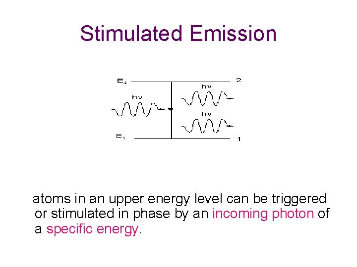 Stimulated Emission atoms in an upper energy level can be triggered or stimulated in