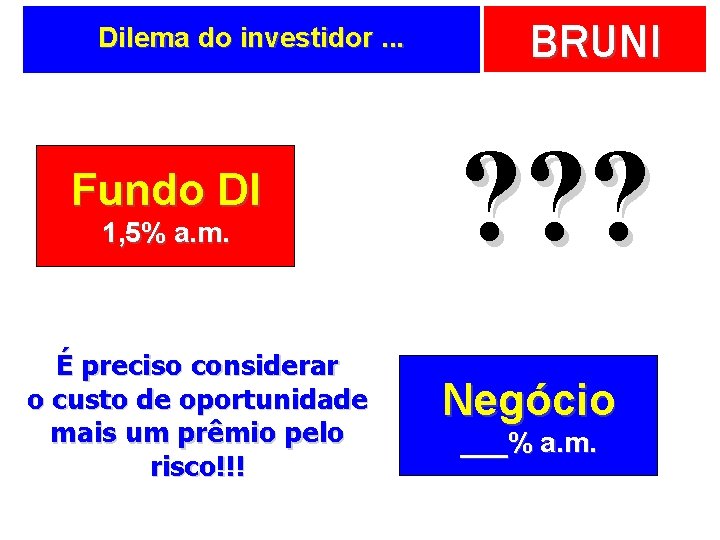 Dilema do investidor. . . Fundo DI 1, 5% a. m. É preciso considerar