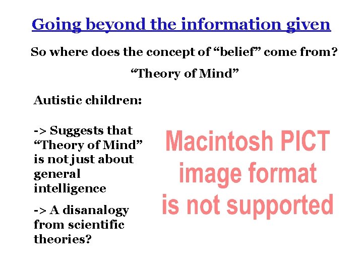 Going beyond the information given So where does the concept of “belief” come from?