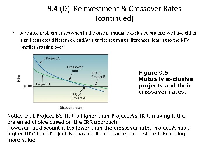 9. 4 (D) Reinvestment & Crossover Rates (continued) • A related problem arises when
