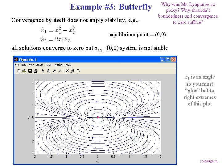 Example #3: Butterfly Convergence by itself does not imply stability, e. g. , Why