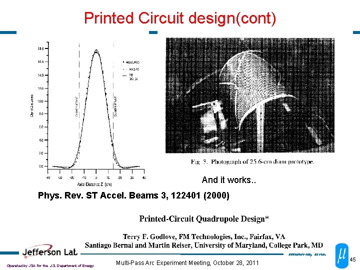 Printed Circuit design(cont) And it works. . Phys. Rev. ST Accel. Beams 3, 122401