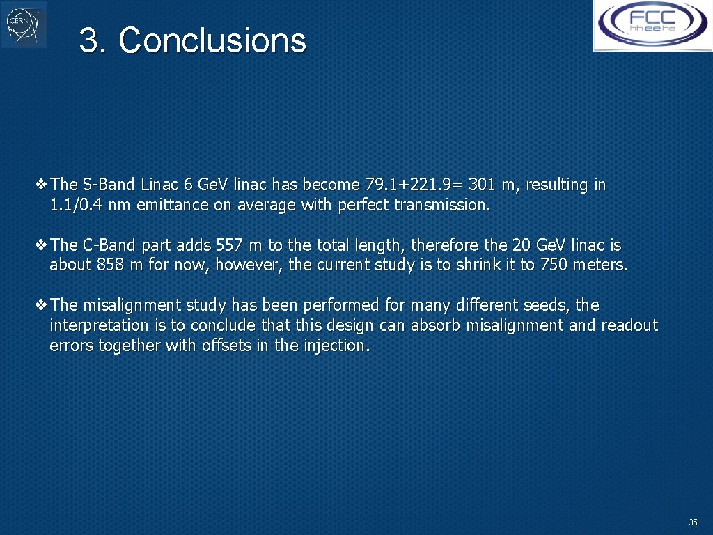 3. Conclusions ❖The S-Band Linac 6 Ge. V linac has become 79. 1+221. 9=