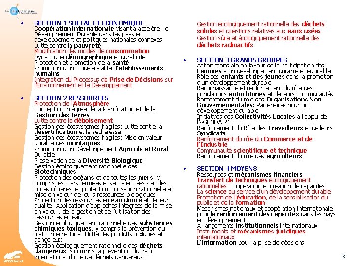  • • SECTION 1 SOCIAL ET ECONOMIQUE Coopération internationale visant à accélérer le