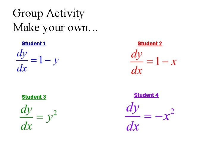 Group Activity Make your own… Student 1 Student 3 Student 2 Student 4 