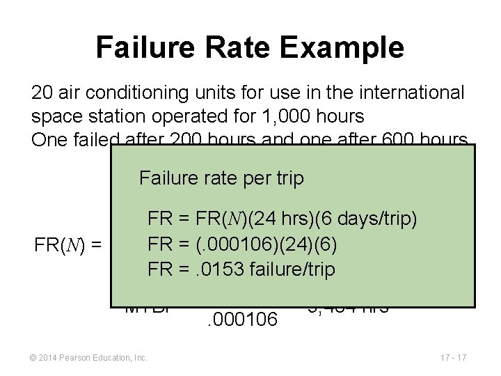Failure Rate Example 20 air conditioning units for use in the international space station