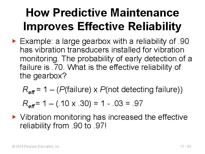 How Predictive Maintenance Improves Effective Reliability ▶ Example: a large gearbox with a reliability
