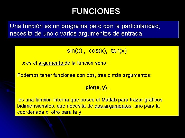 FUNCIONES Una función es un programa pero con la particularidad, necesita de uno o