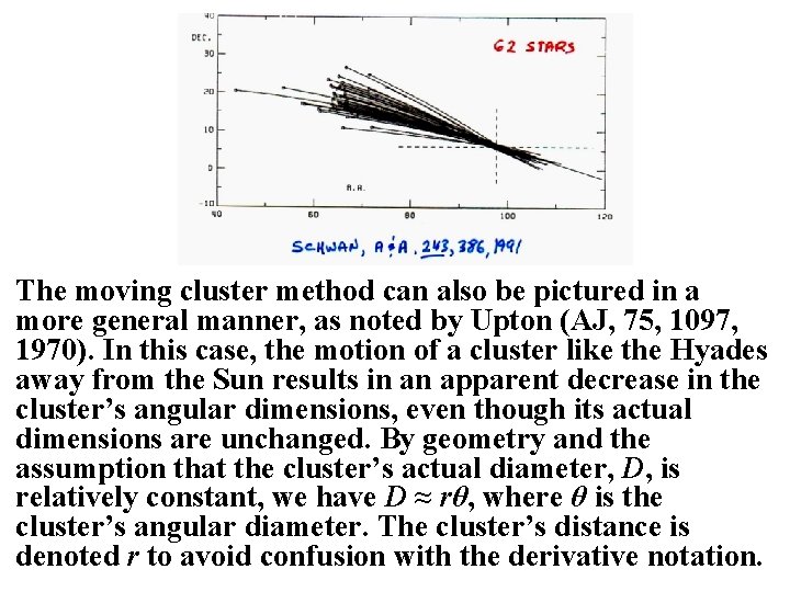 The moving cluster method can also be pictured in a more general manner, as