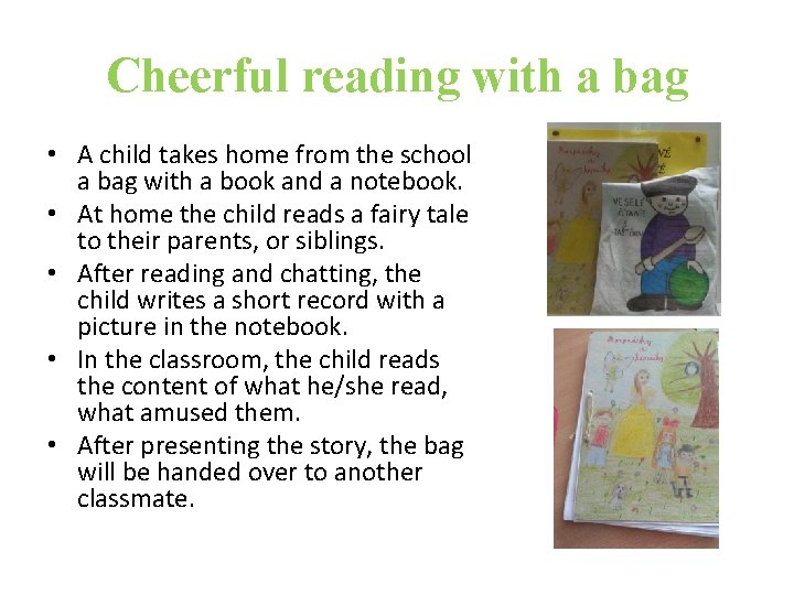 Cheerful reading with a bag • A child takes home from the school a