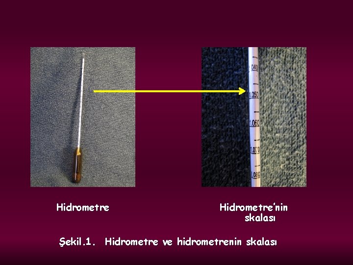 Hidrometre’nin skalası Şekil. 1. Hidrometre ve hidrometrenin skalası 