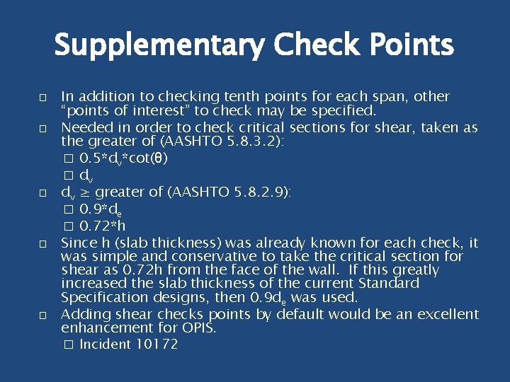 Supplementary Check Points � � � In addition to checking tenth points for each