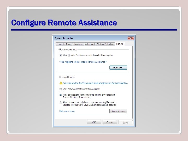 Configure Remote Assistance 