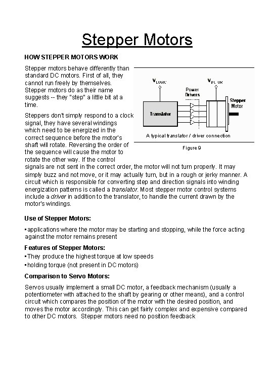 Stepper Motors HOW STEPPER MOTORS WORK Stepper motors behave differently than standard DC motors.
