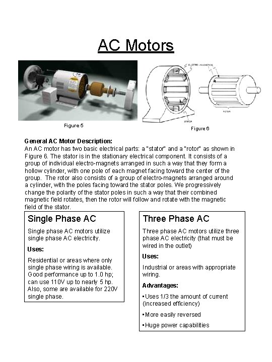 AC Motors Figure 5 Figure 6 General AC Motor Description: An AC motor has