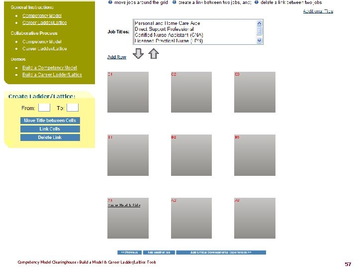 Competency Model Clearinghouse: Build a Model & Career Ladder/Lattice Tools 57 