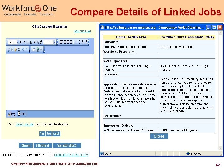 Compare Details of Linked Jobs Competency Model Clearinghouse: Build a Model & Career Ladder/Lattice