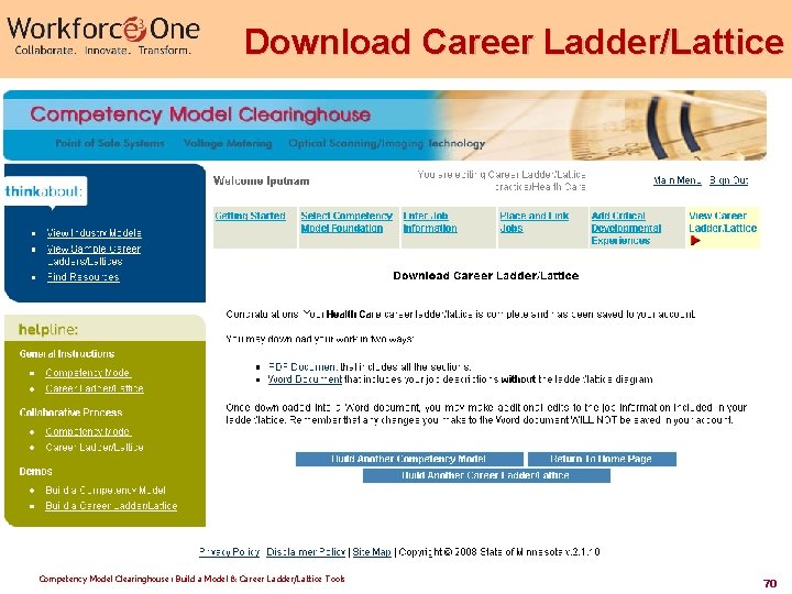 Download Career Ladder/Lattice Competency Model Clearinghouse: Build a Model & Career Ladder/Lattice Tools 70