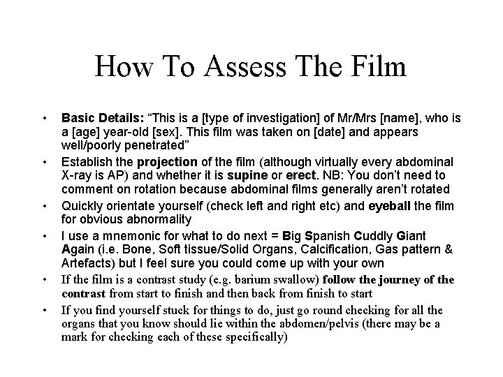 How To Assess The Film • • • Basic Details: “This is a [type