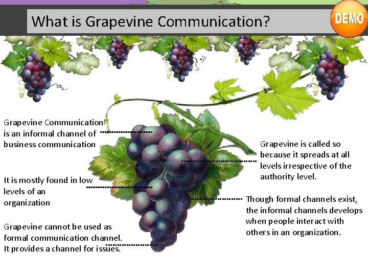 What is Grapevine Communication? Grapevine Communication is an informal channel of business communication It
