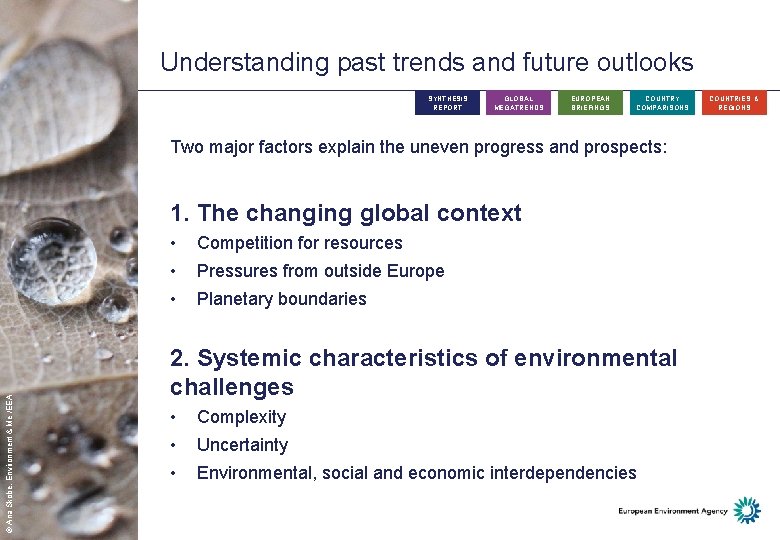 Understanding past trends and future outlooks SYNTHESIS REPORT GLOBAL MEGATRENDS EUROPEAN BRIEFINGS COUNTRY COMPARISONS