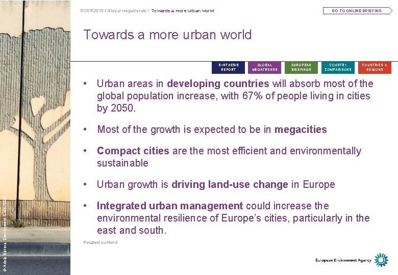 SOER 2015 / Global megatrends / Towards a more urban world GO TO ONLINE