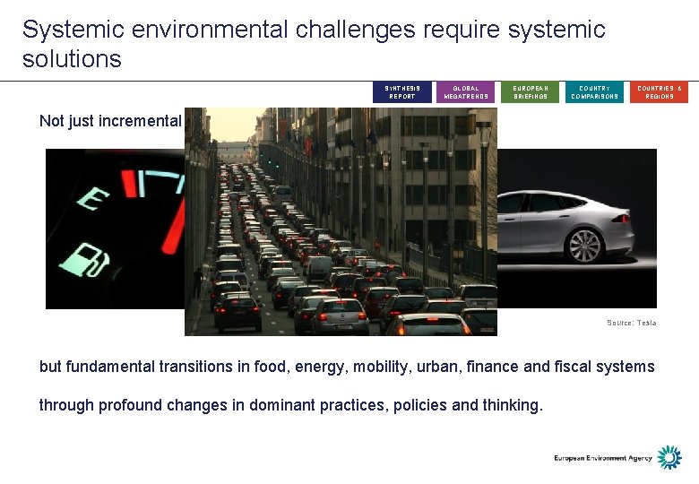 Systemic environmental challenges require systemic solutions SYNTHESIS REPORT GLOBAL MEGATRENDS EUROPEAN BRIEFINGS COUNTRY COMPARISONS