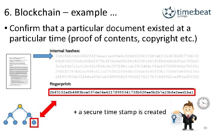 6. Blockchain – example … • Confirm that a particular document existed at a