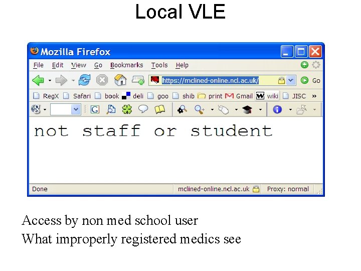 Local VLE Access by non med school user What improperly registered medics see 