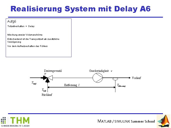 Realisierung System mit Delay A 6 Aufg 6 Totzeitverhalten = Delay Mischung zweier Volumenströme