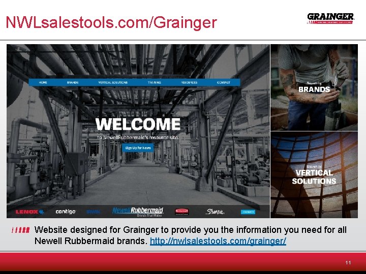 NWLsalestools. com/Grainger Website designed for Grainger to provide you the information you need for